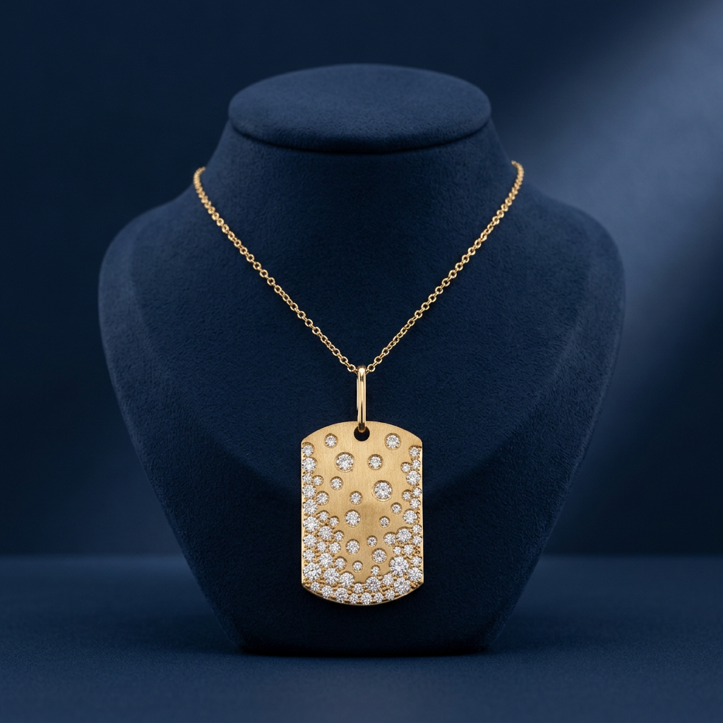 18k Yellow Gold Diamond Snowfall Pendant | Luxury Anniversary Keepsake