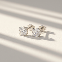 14k White Gold Canadian Diamond Solitaire Stud Earrings