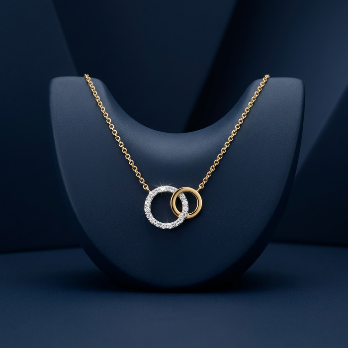 10k Yellow & White Gold Diamond Interlocking Circles Pendant | 0.09cttw | Whistler Keepsake