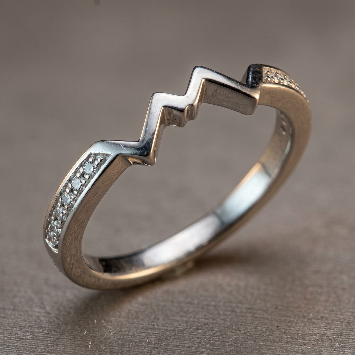 14k White Gold Diamond Mountain Stacker Ring | 0.04ct | Whistler Keepsake