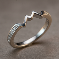 14k White Gold Diamond Mountain Stacker Ring | 0.04ct | Whistler Keepsake