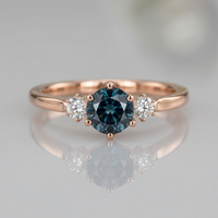 14K Rose Gold Montana Teal Sapphire & Canadian Diamond Ring