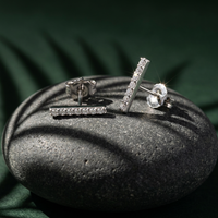 10k White Gold Diamond Bar Stud Earrings | 0.14ct | Whistler Keepsake