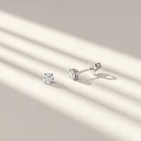 14k White Gold Canadian Diamond Solitaire Stud Earrings