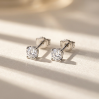 14k White Gold Canadian Diamond Solitaire Stud Earrings