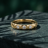 14k Yellow Gold Canadian Diamond Quilted Stacker Ring | 0.12ct | Whistler Keepsake