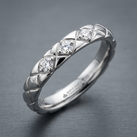 14k White Gold Canadian Diamond Quilted Stacker Ring | 0.12ct | Whistler Keepsake