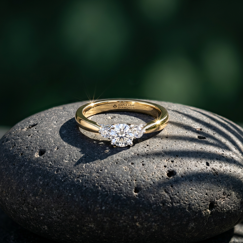 18k Canadian Diamond 3 Across Engagement Ring | Whistler Luxury Bridal