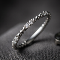 10k White Gold Diamond Antique Beaded Stacker Ring | 0.20ct | Whistler Keepsake