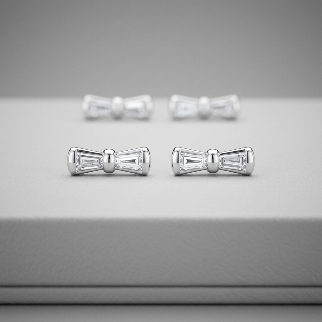 10k White Gold Diamond Bowtie Stud Earrings | 0.12ct | Whistler Keepsake