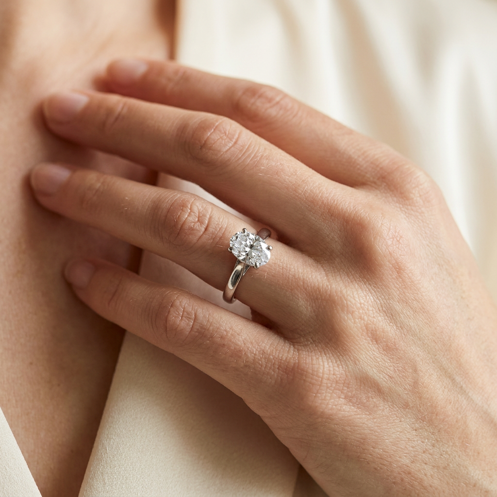 18k White Gold Canadian Diamond Oval Solitaire Engagement Ring | 0.30–0.50ct | Whistler Bridal