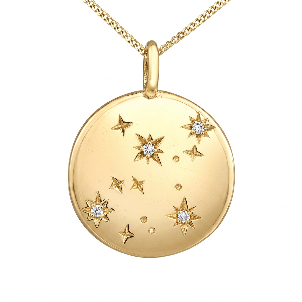 10k Yellow Gold Diamond Snowfall Disc Pendant | 0.01cttw | Whistler Winter Keepsake