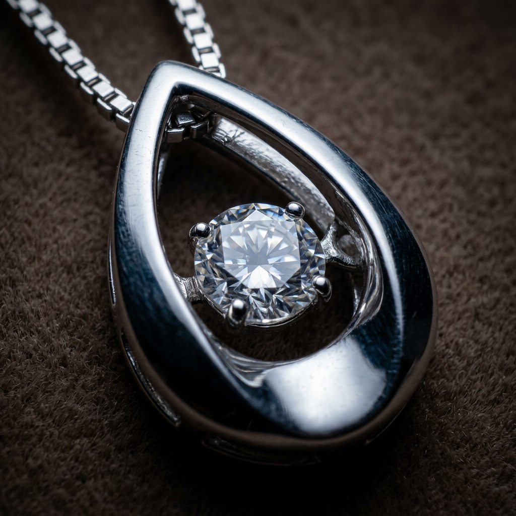 14k White Gold Canadian Diamond Northern Dancer Tear Drop Pendant | 0.51ct | Whistler Keepsake