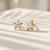 10k Yellow Gold Canadian Diamond Star Stud Earrings | Large | 0.28ct | Whistler Keepsake