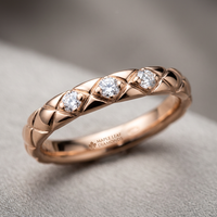 14k Rose Gold Canadian Diamond Quilted Stacker Ring | 0.12ct | Whistler Keepsake