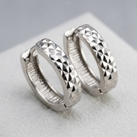 14k White Gold Diamond Cut Reversible Huggie Earrings | Whistler Keepsake