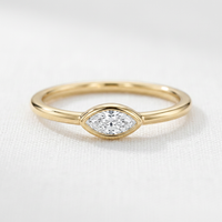 10k Yellow Gold Marquise Diamond Bezel Stacker Ring | 0.10ct | Whistler Keepsake