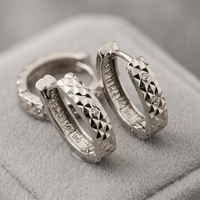14k White Gold Diamond Cut Reversible Huggie Earrings | Whistler Keepsake
