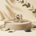10k Tri-Colour Canadian Gold Diamond Criss-Cross Dinner Ring | 1.00ct | Whistler Statement Ring