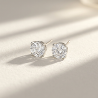 14k White Gold Canadian Diamond Solitaire Stud Earrings