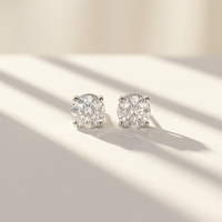 14k White Gold Canadian Diamond Solitaire Stud Earrings