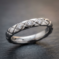 14k White Gold Canadian Diamond Quilted Stacker Ring | 0.12ct | Whistler Keepsake