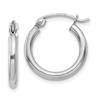 14k White Gold Tube Hoop Earrings | 15mm Small | Whistler Keepsake
