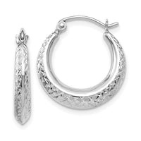 14k White Gold Diamond-Cut Textured Hoop Earrings | 18mm | Whistler Keepsake