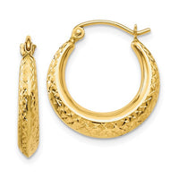 14k Yellow Gold Textured Hoop Earrings | 18mm Versatile Jewelry Staple