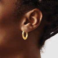 14k Yellow Gold Textured Hoop Earrings | 18mm Versatile Jewelry Staple