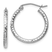 14k White Gold Diamond-Cut Hoop Earrings | 20mm Medium | Whistler Keepsake