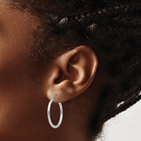 14k White Gold Classic High-Polish Hoop Earrings | 2x25mm Essential Hoops