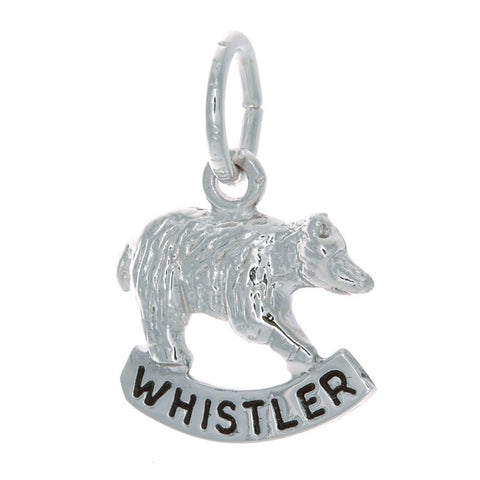 Sterling Silver Bear with Whistler Banner Charm