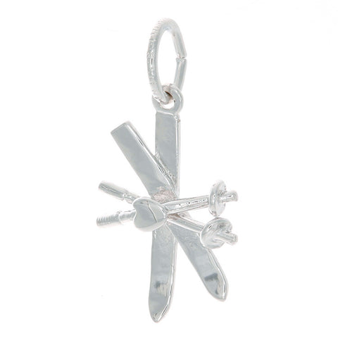 Sterling Silver Crossed Skis and Poles Charm