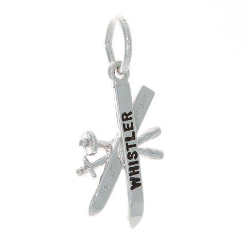 Sterling Silver Crossed Skis and Poles Charm