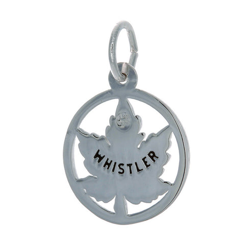Sterling Silver Maple Leaf in Circle Charm