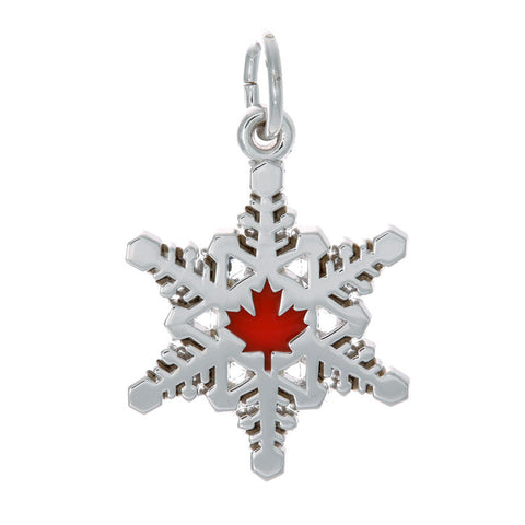 Sterling Silver Canadian Maple Leaf Snowflake Charm