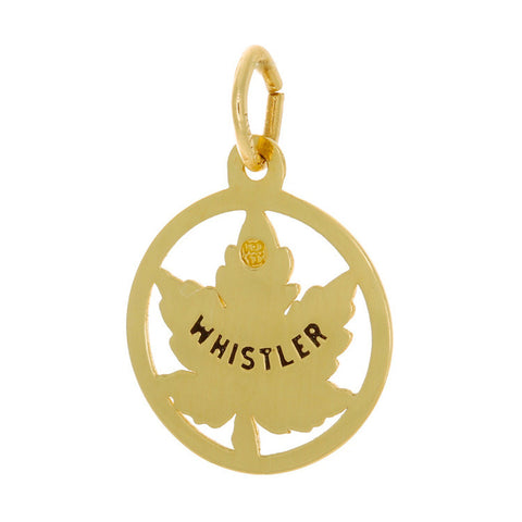 10k Yellow Gold Maple Leaf in Circle Charm