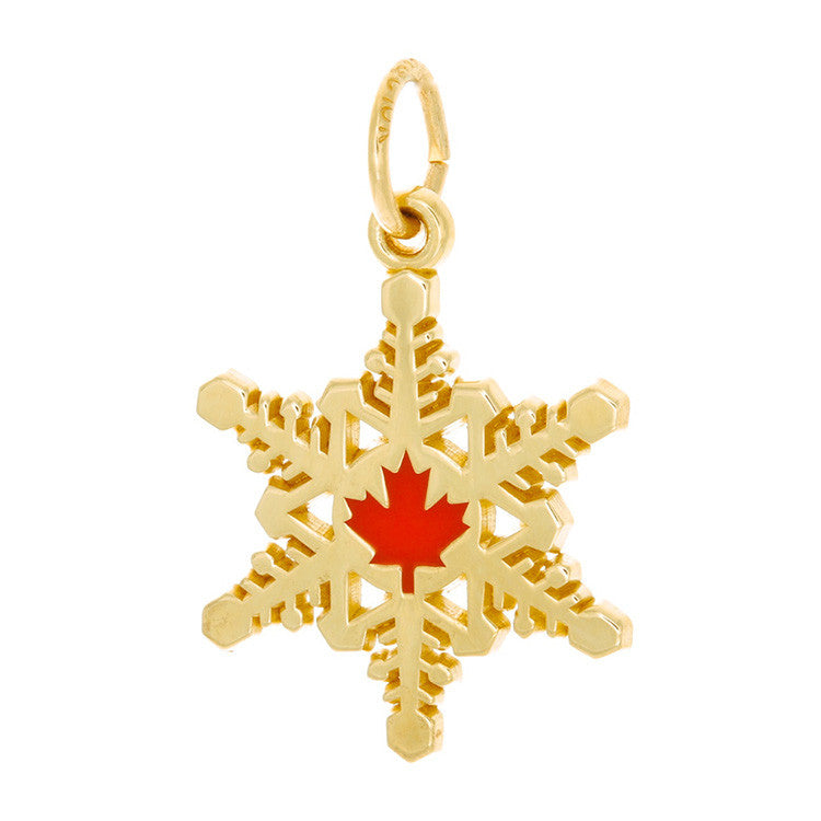 10k Yellow Gold Canadian Maple Leaf Snowflake Charm Keir Fine