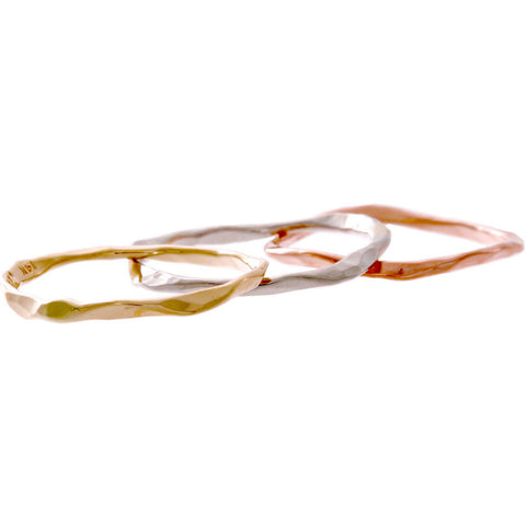 14k Gold Hand Hammered Single Band