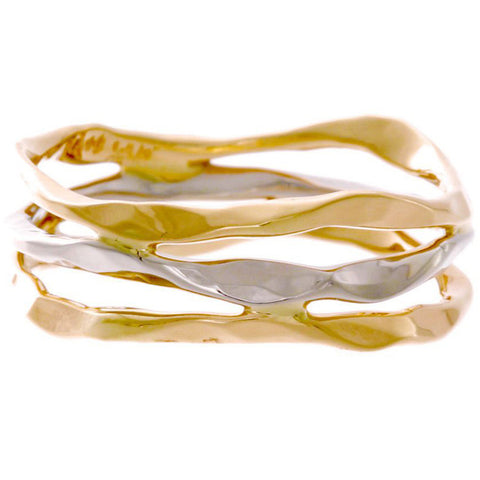 14k Gold Hand Hammered 3 Layer Split Ring