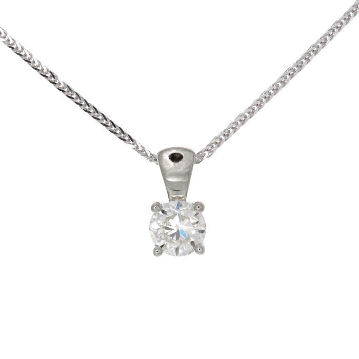 14k White Gold Canadian Diamond Solitaire Pendant