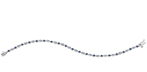 10k White Gold Diamond and Sapphire Bracelet