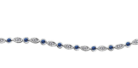 10k White Gold Diamond and Sapphire Bracelet