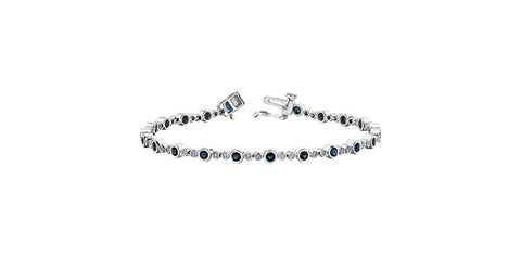 10k White Gold Diamond and Sapphire Bracelet