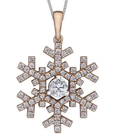 14k Canadian Diamond Snowflake Necklace