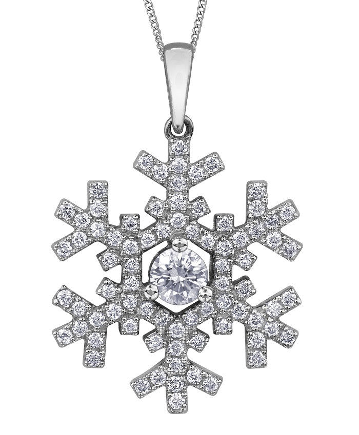 14k Canadian Gold Diamond Snowflake Necklace | 0.44cttw | Whistler Winter Keepsake