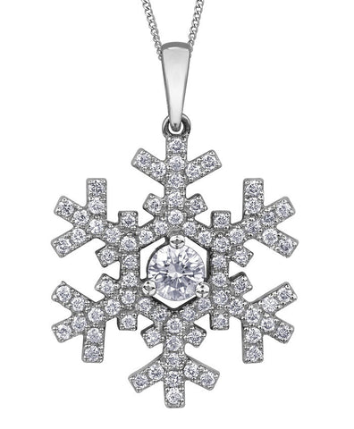 14k Canadian Diamond Snowflake Necklace