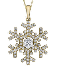 14k Canadian Gold Diamond Snowflake Necklace | 0.44cttw | Whistler Winter Keepsake