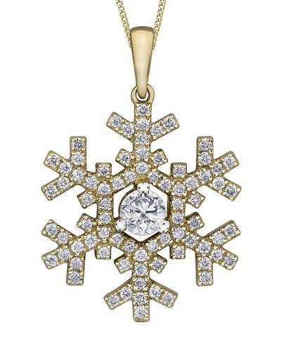 14k Canadian Diamond Snowflake Necklace